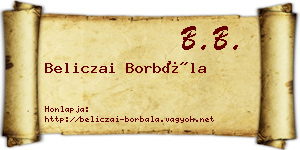 Beliczai Borbála névjegykártya